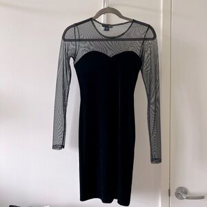 Aqua illusion dress in velvet